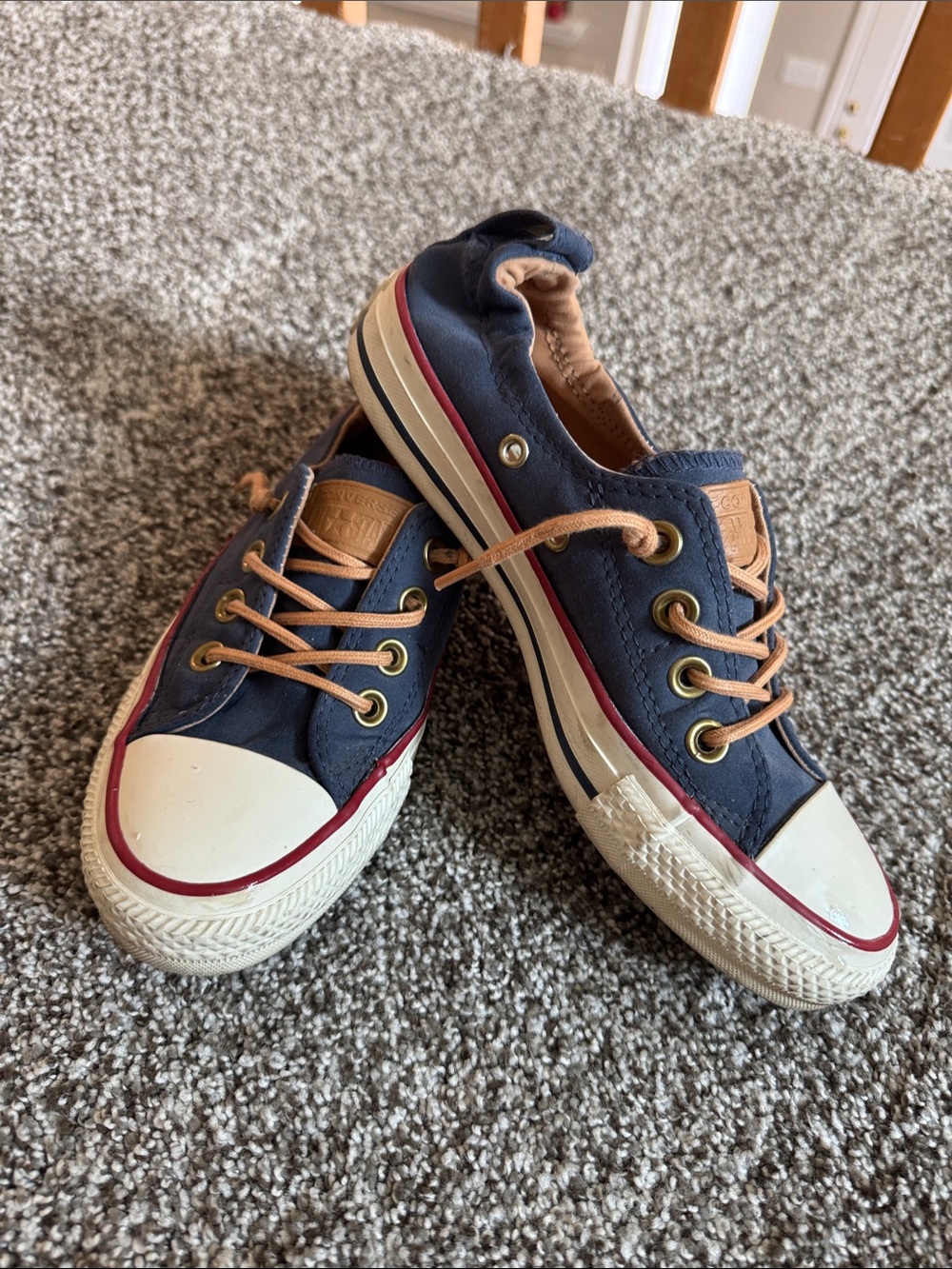 Converse Navy Canvas Low-Top Sneakers with Tan Accents